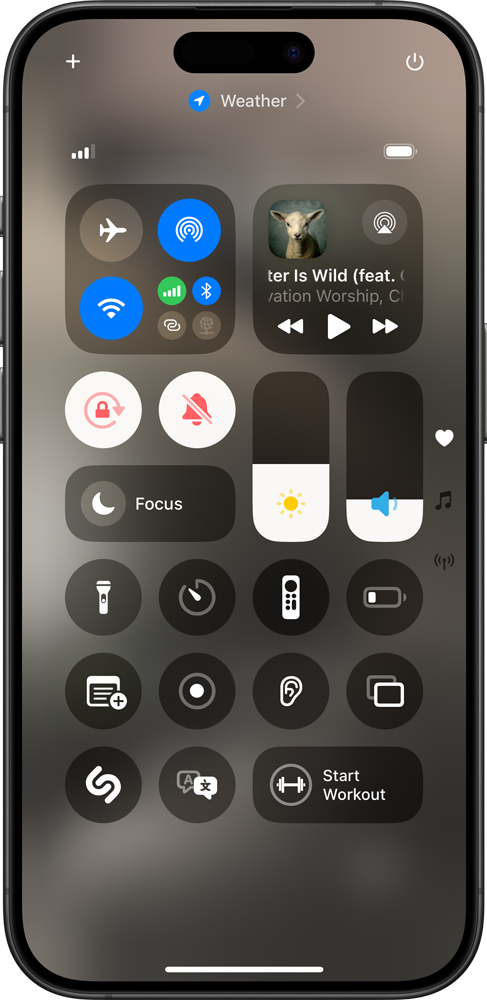 SmartGym custom Control Center action on iOS 18