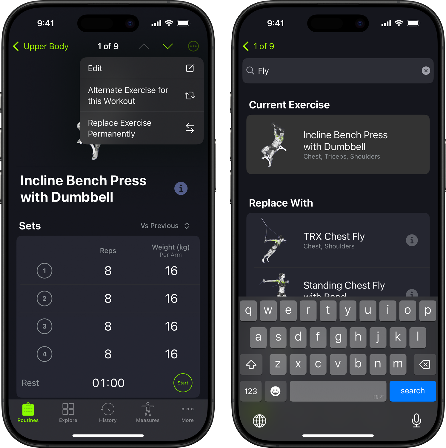 Improved alternate exercise search in SmartGym