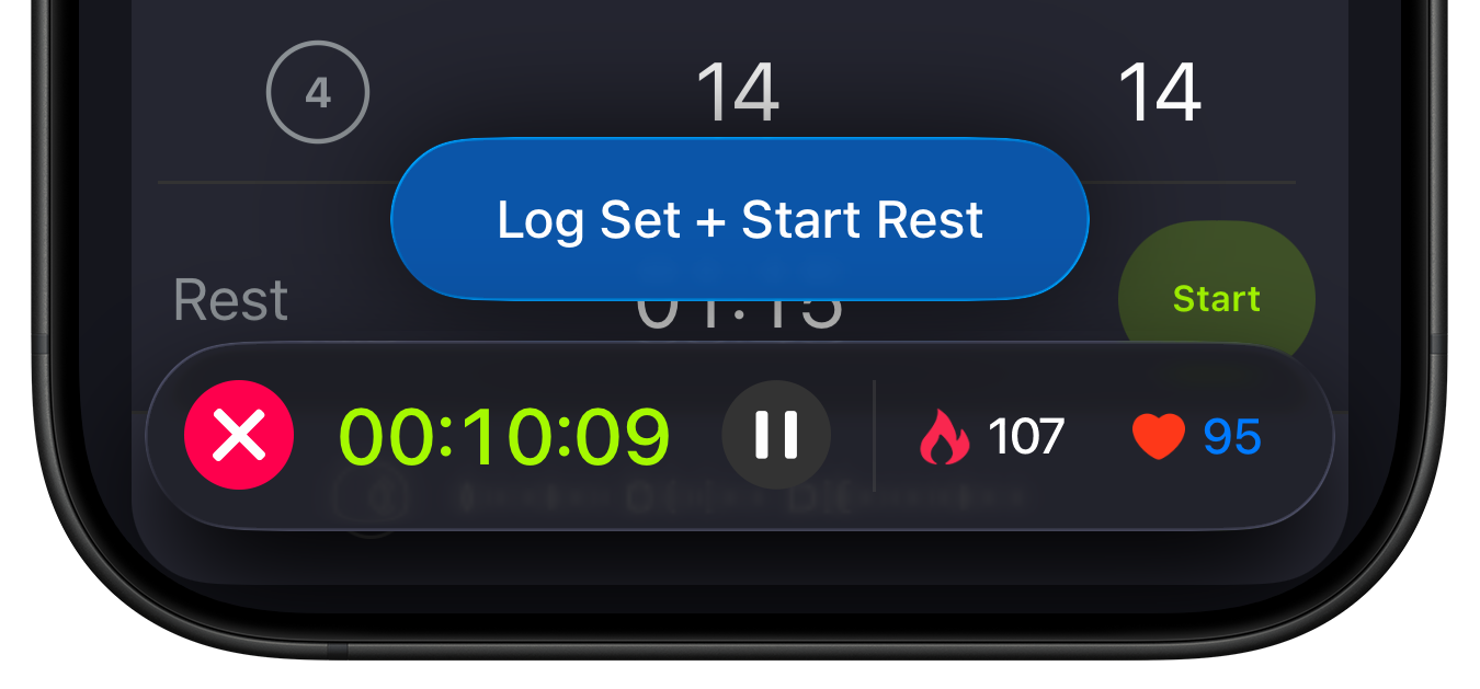 Live Workout Builder with heart rate zones on iPhone