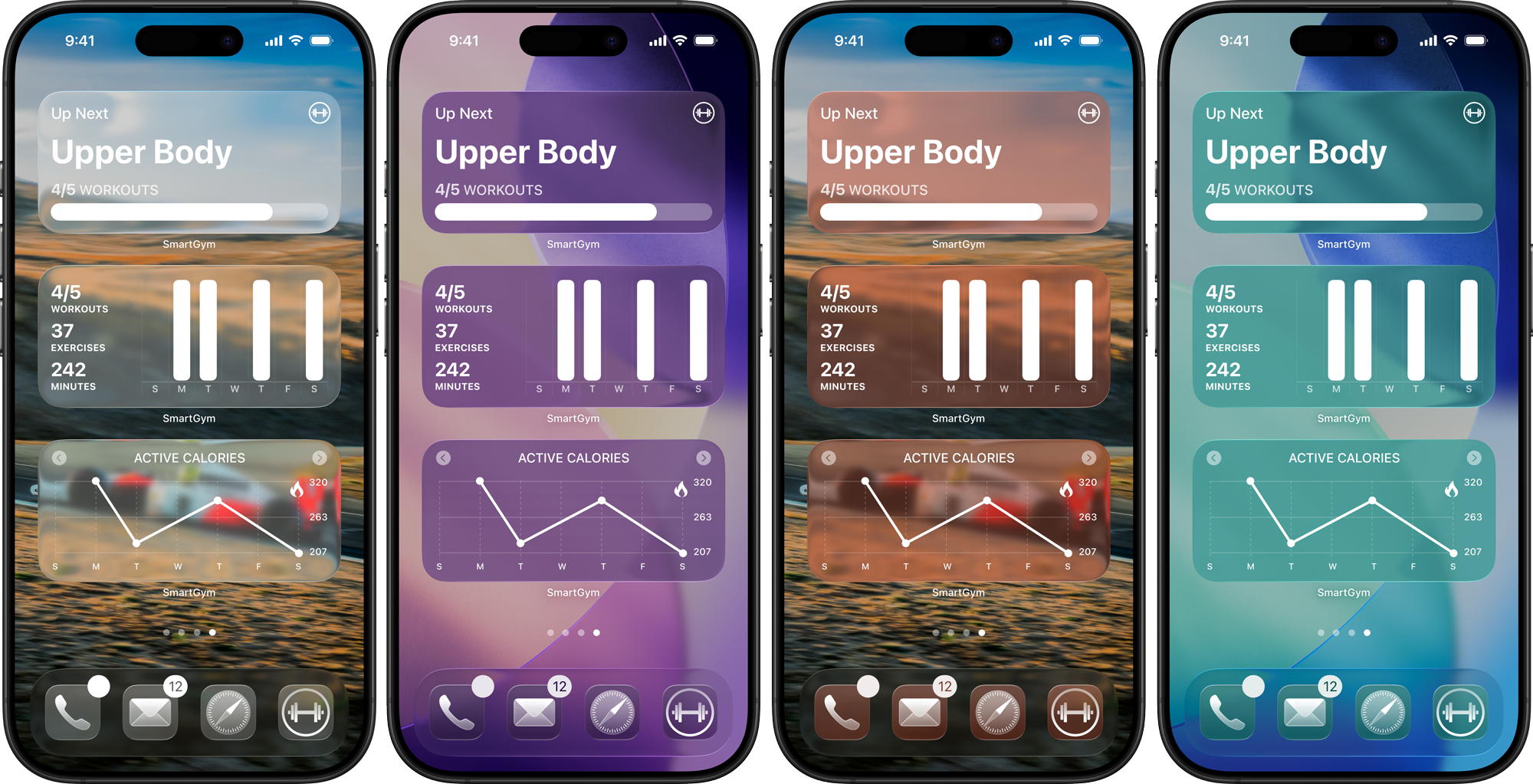 Redesigned SmartGym widgets and app icon on home screen and lock screen