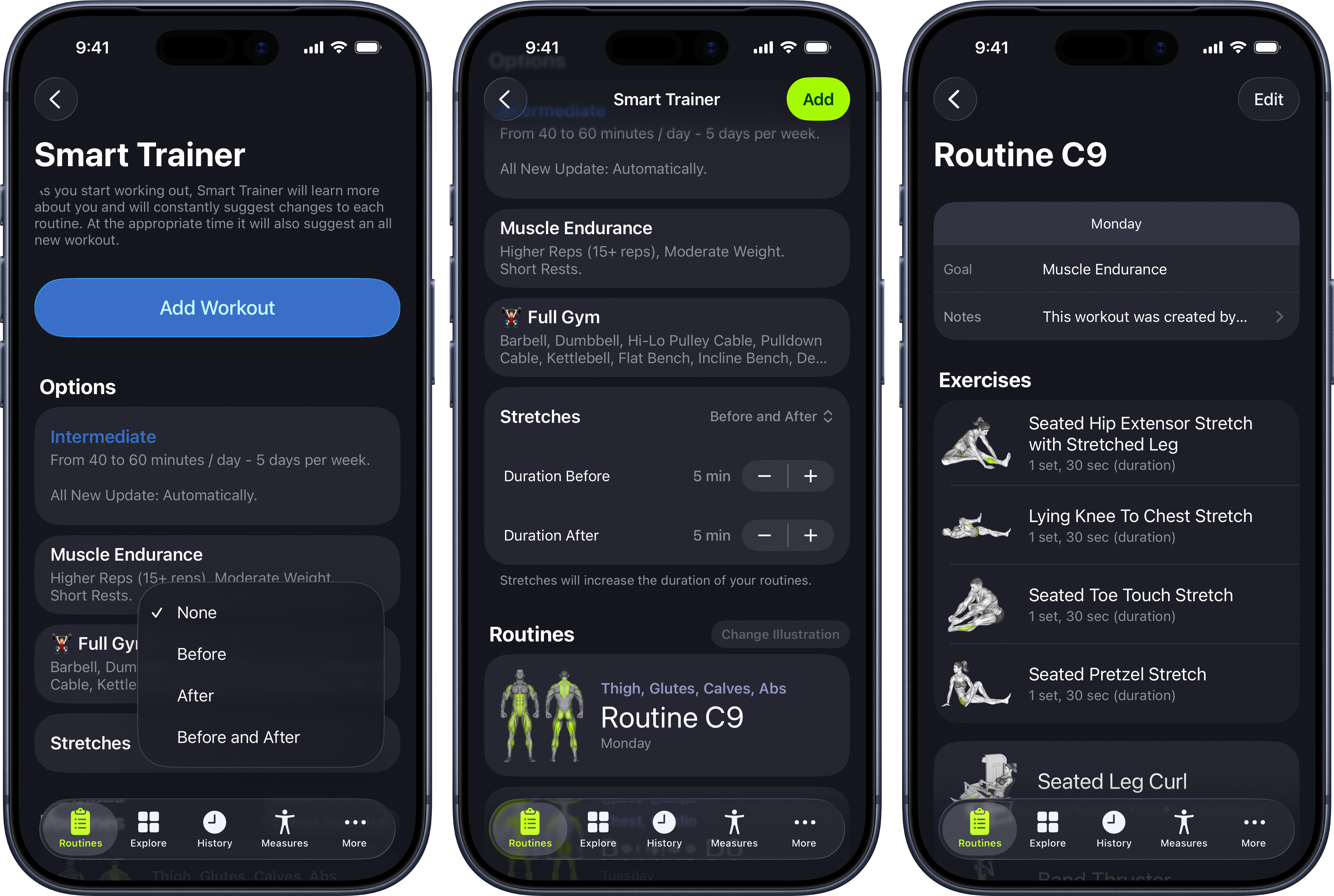 Smart Trainer stretch suggestions on iPhone