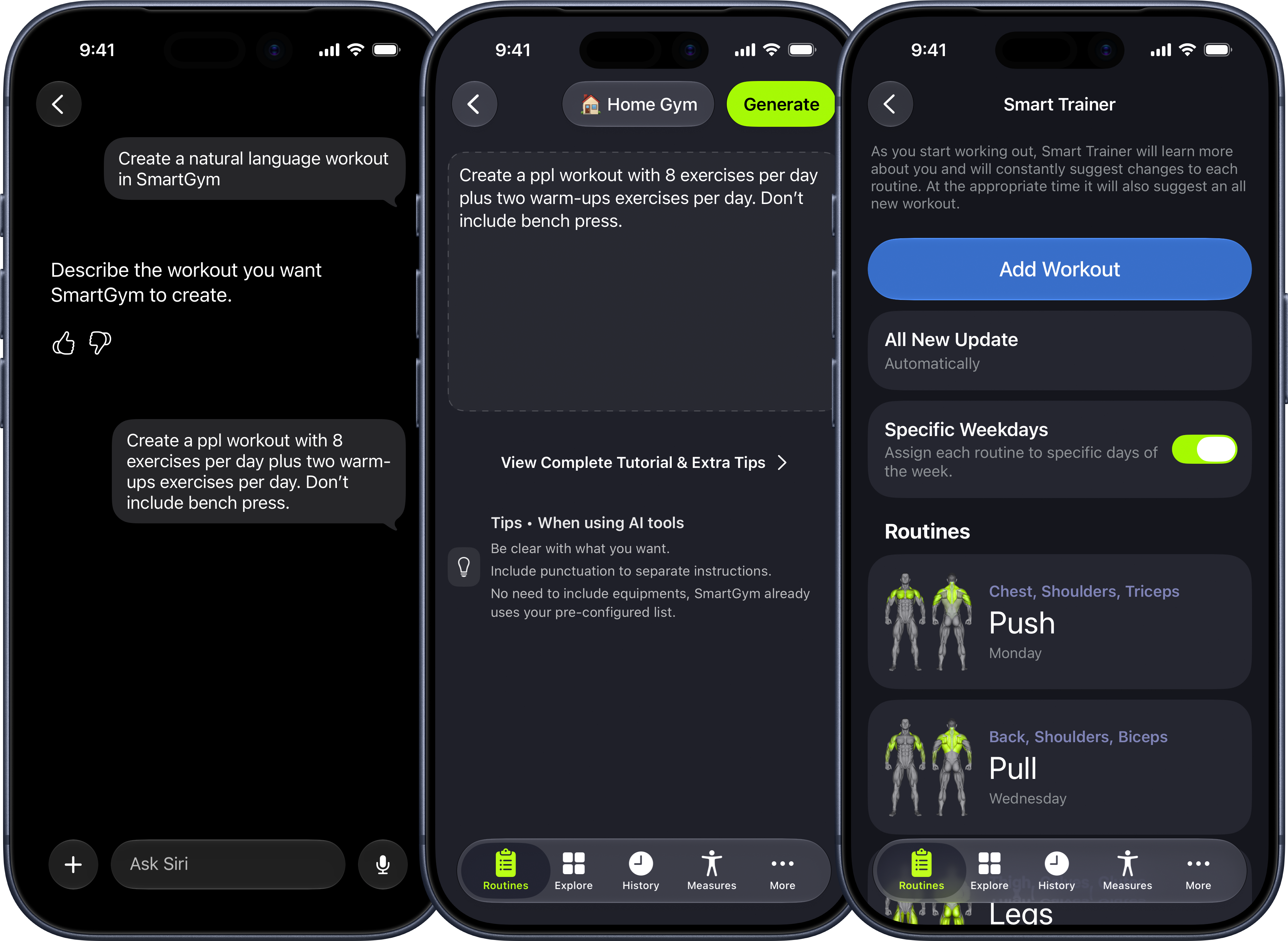 Creating a workout with natural language through Siri