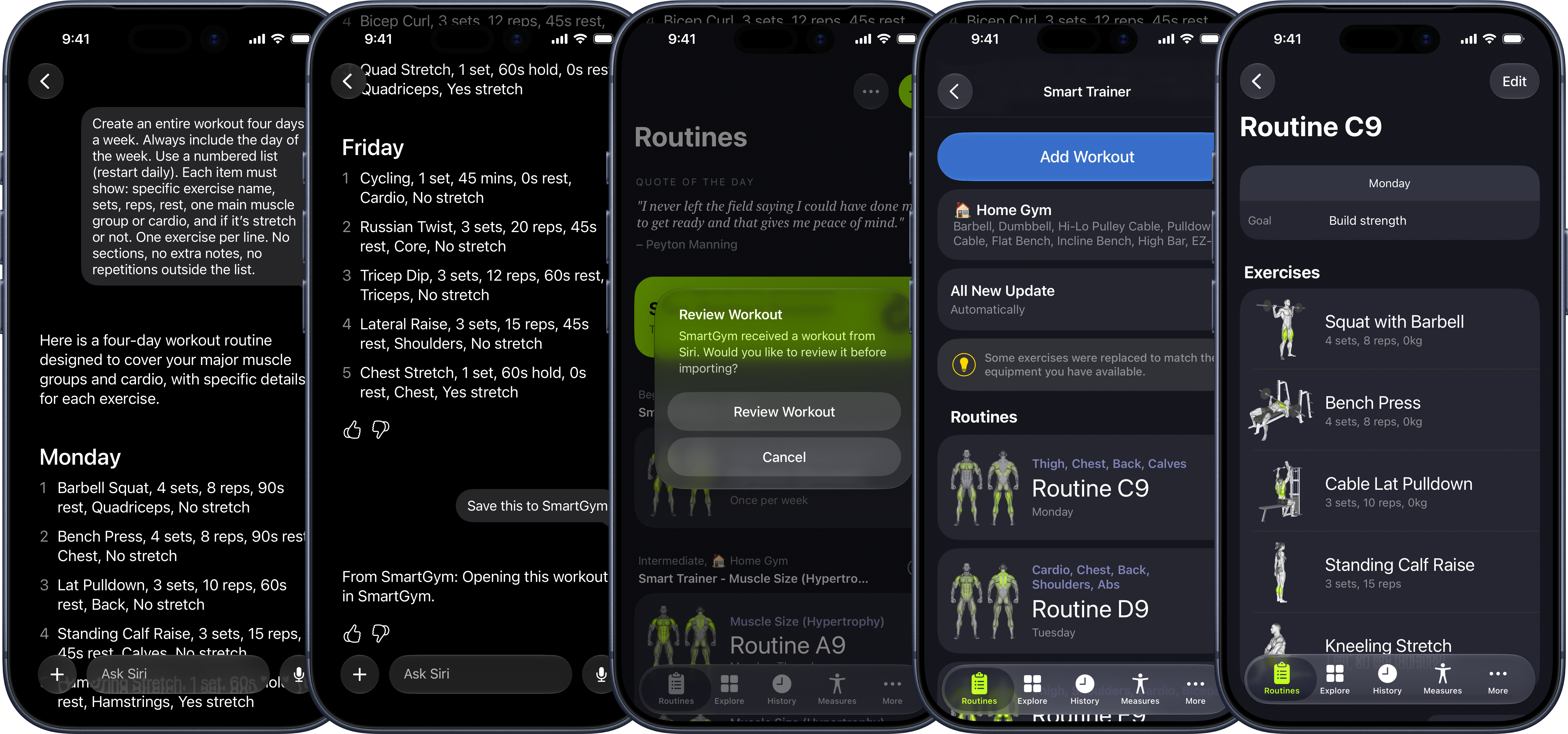 Turning plain text into a complete workout with Siri