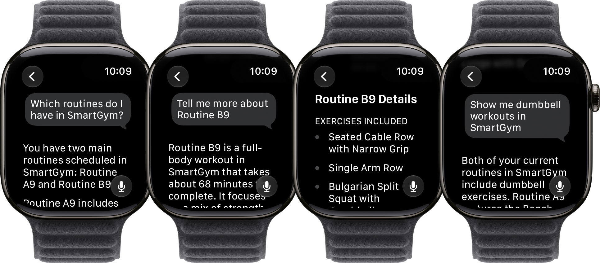 SmartGym training data retrieved through Siri on Apple Watch